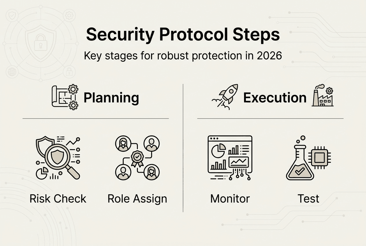 Infographic summarizing security protocol steps