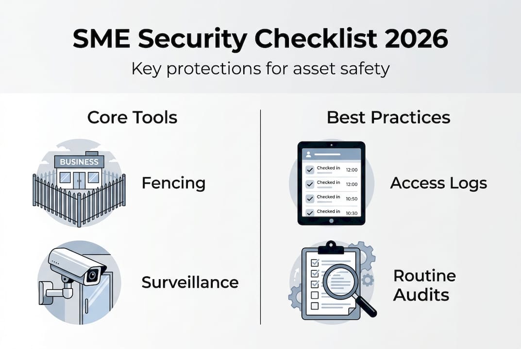 Infographic SME security checklist with main tools
