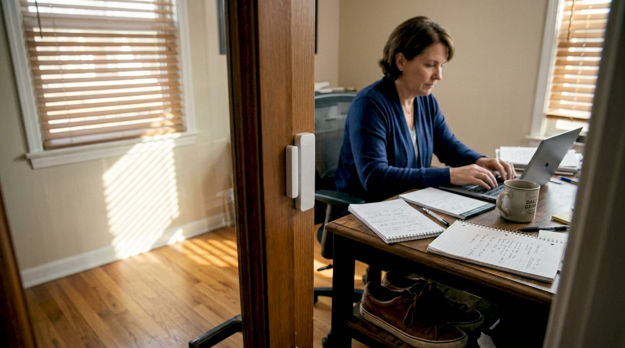 Door sensor in use near home workspace