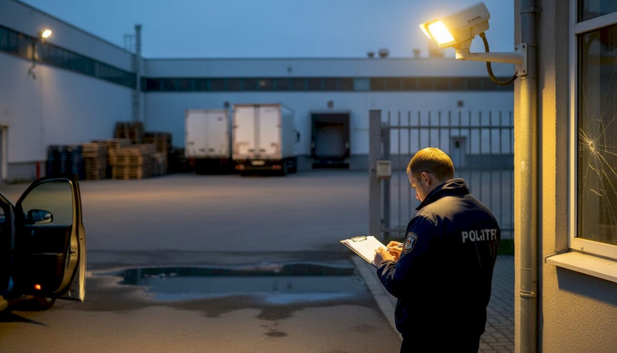 Security guard monitoring well-lit parking lot