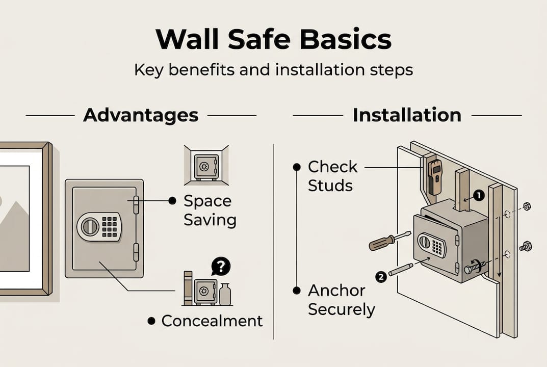 Infographic showing wall safe benefits and steps