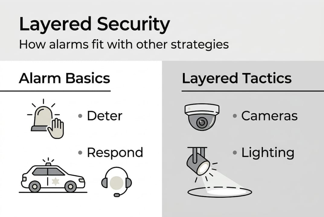 Infographic about layered alarm and security strategies