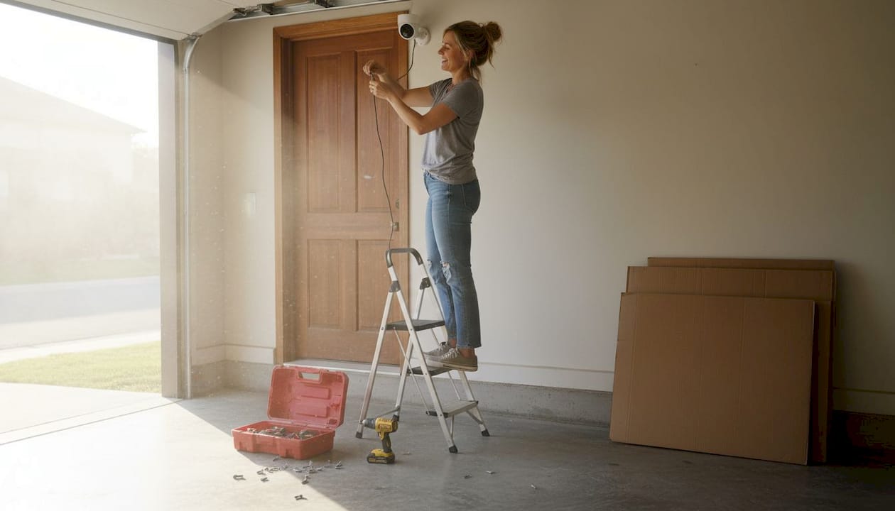 Installing modern security camera in garage
