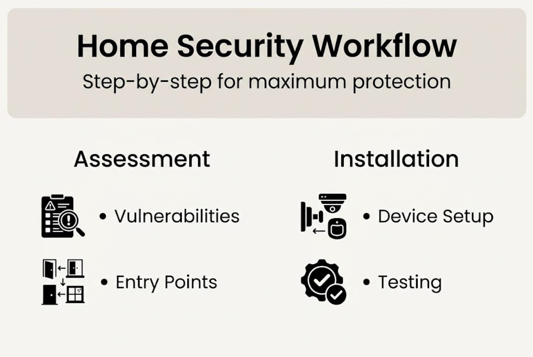 Infographic of home security workflow steps