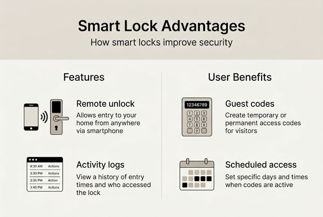 Infographic showing smart lock features and benefits