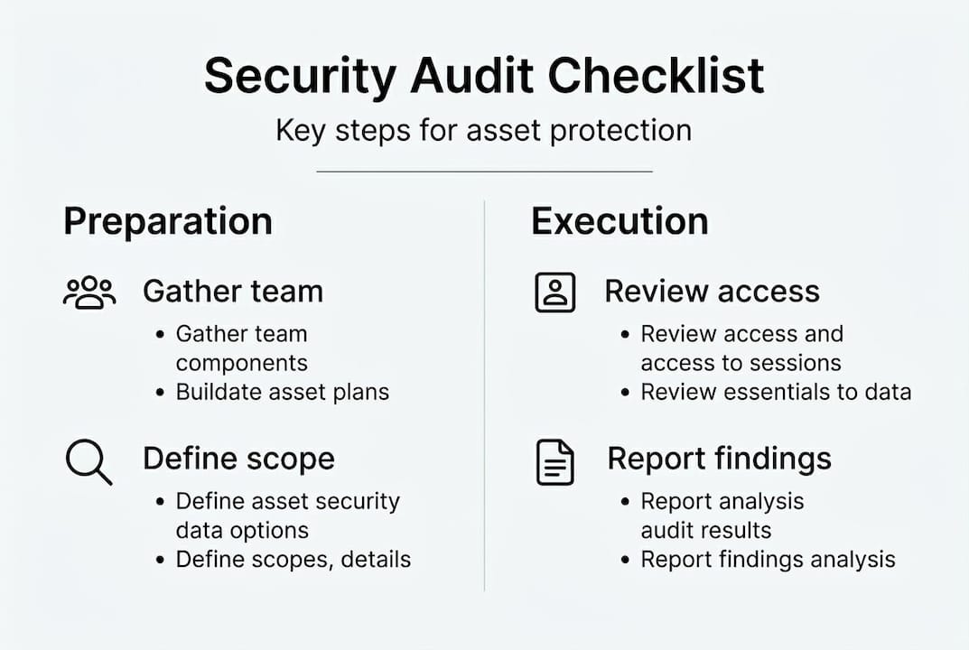 Infographic showing security audit checklist steps