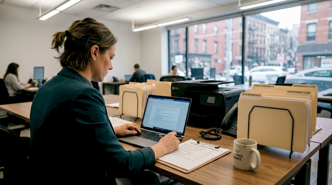 Property manager reviews digital security checklist