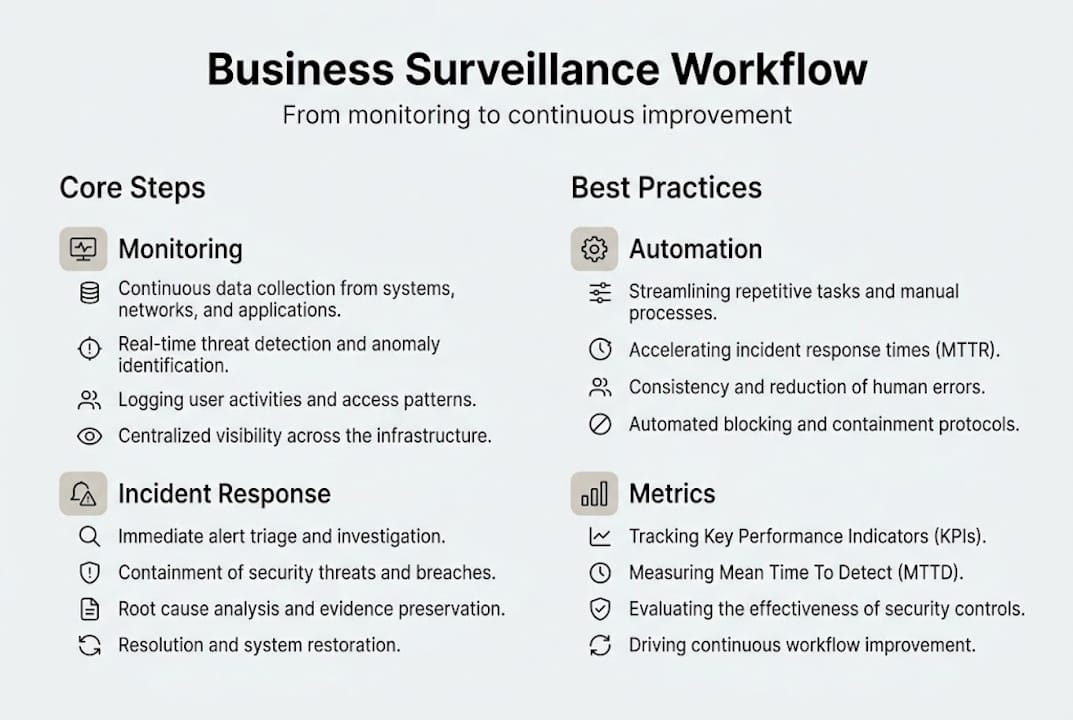 Infographic of key surveillance workflow steps and best practices