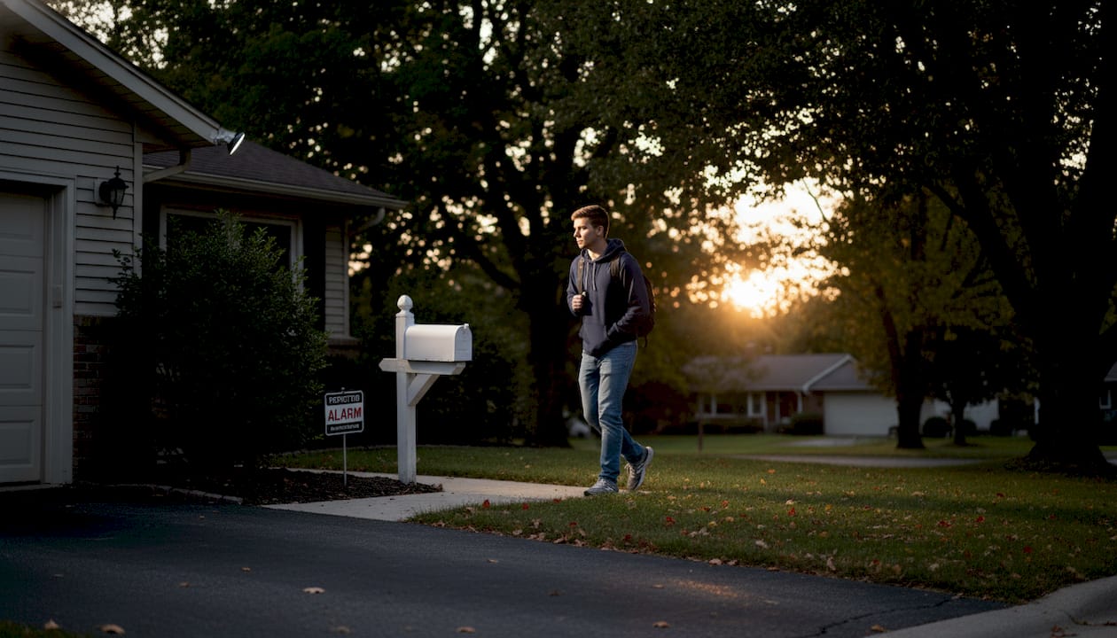 Burglar deterred by visible security layers