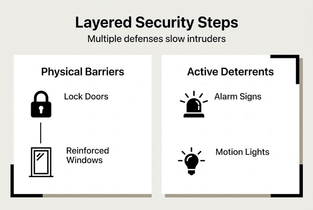 Infographic showing layered security steps