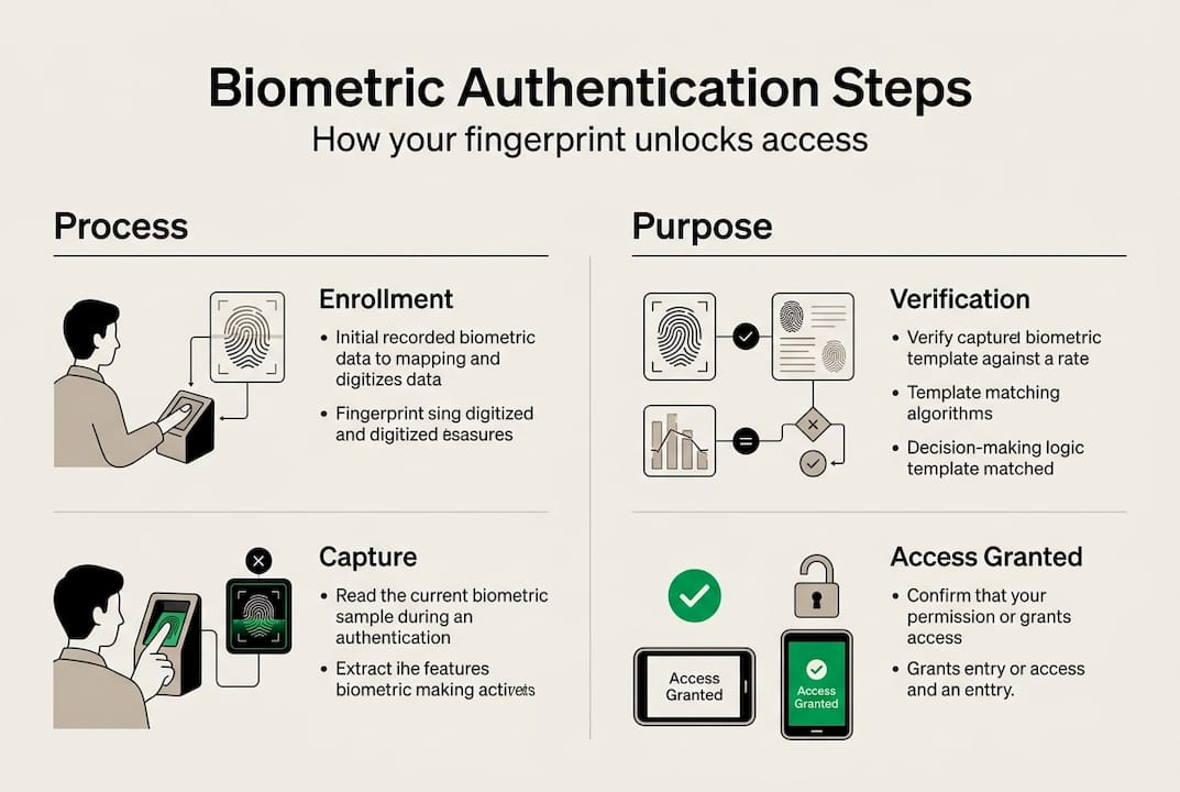 Infographic: biometric authentication process steps