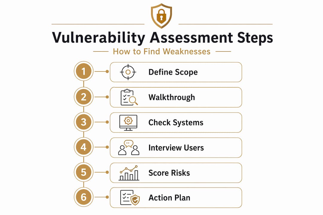 Infographic outlining steps to assess property security