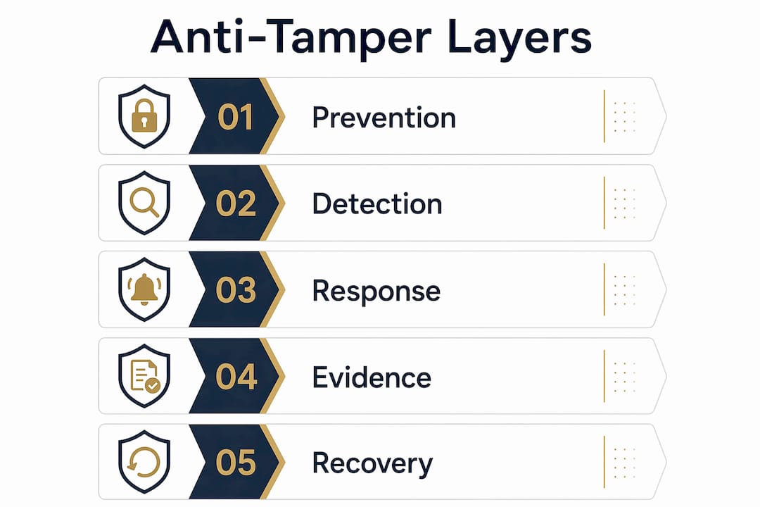 Infographic showing anti-tamper security layers