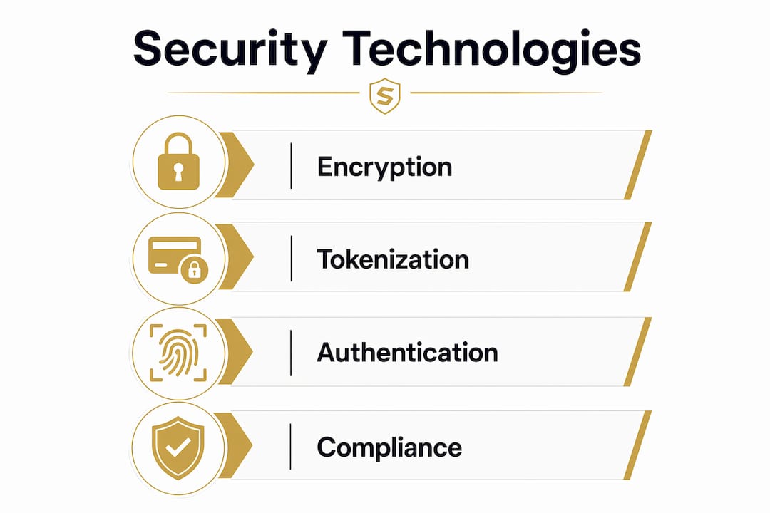Infographic illustrating key payment security technologies