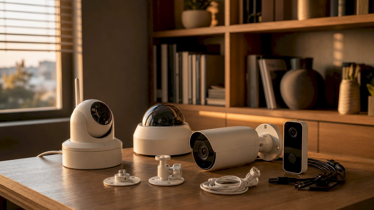 Table displaying various home surveillance camera types