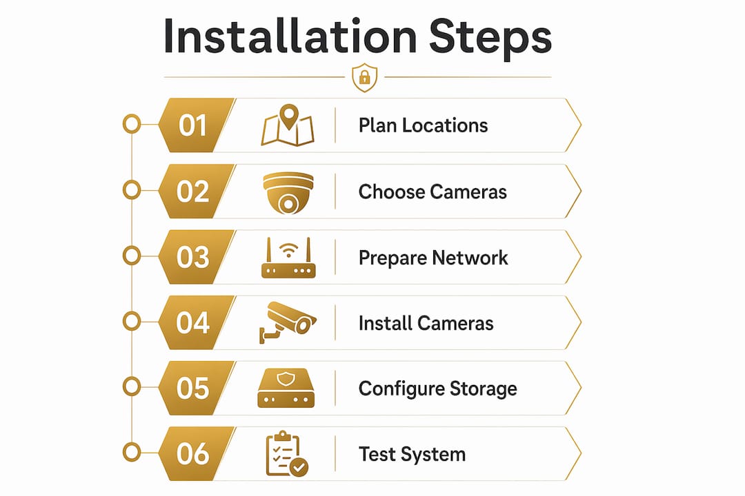 Infographic of step-by-step DIY surveillance installation