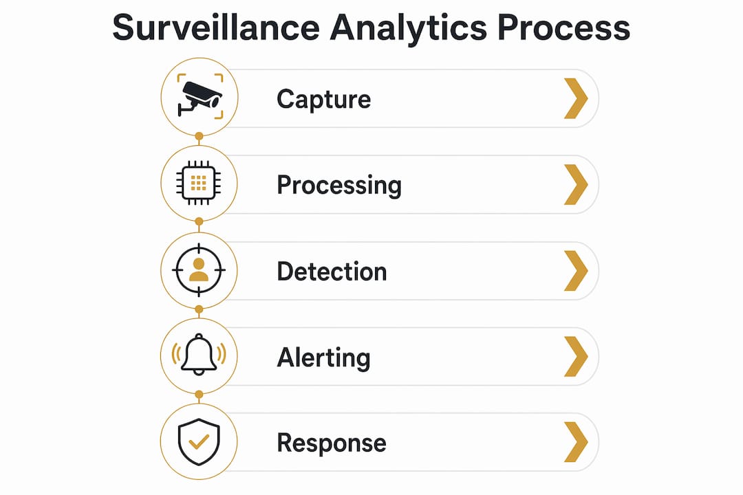 Infographic showing surveillance analytics process steps