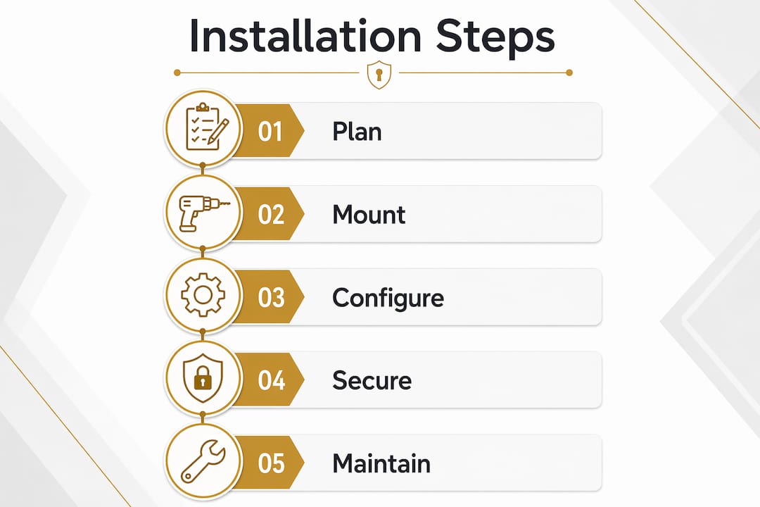 Infographic outlining home surveillance installation steps