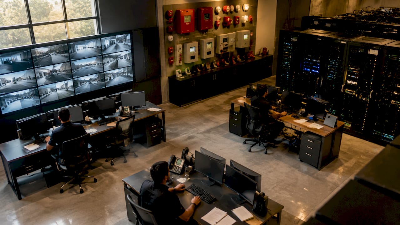 Control room showing varied types of monitoring centers