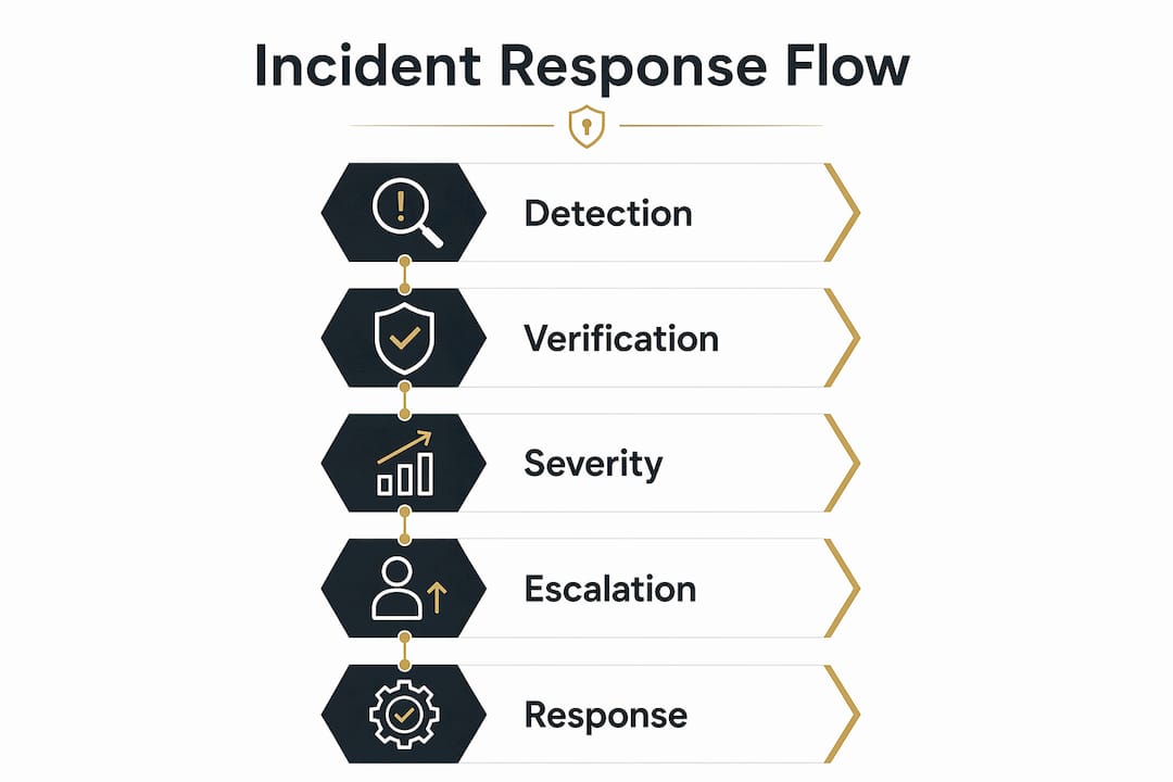 Infographic showing monitoring center incident response steps