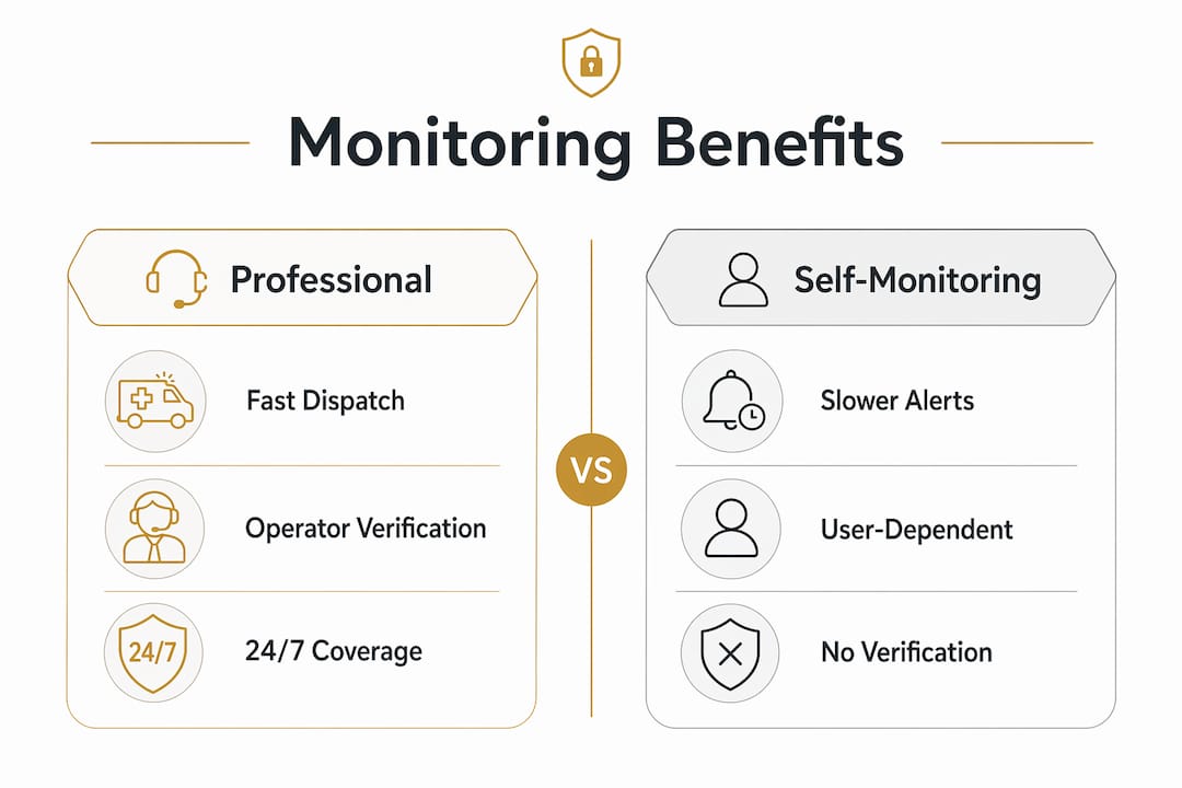 Infographic comparing professional and self-monitoring benefits