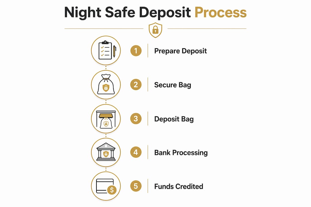 Infographic showing night safe deposit process steps