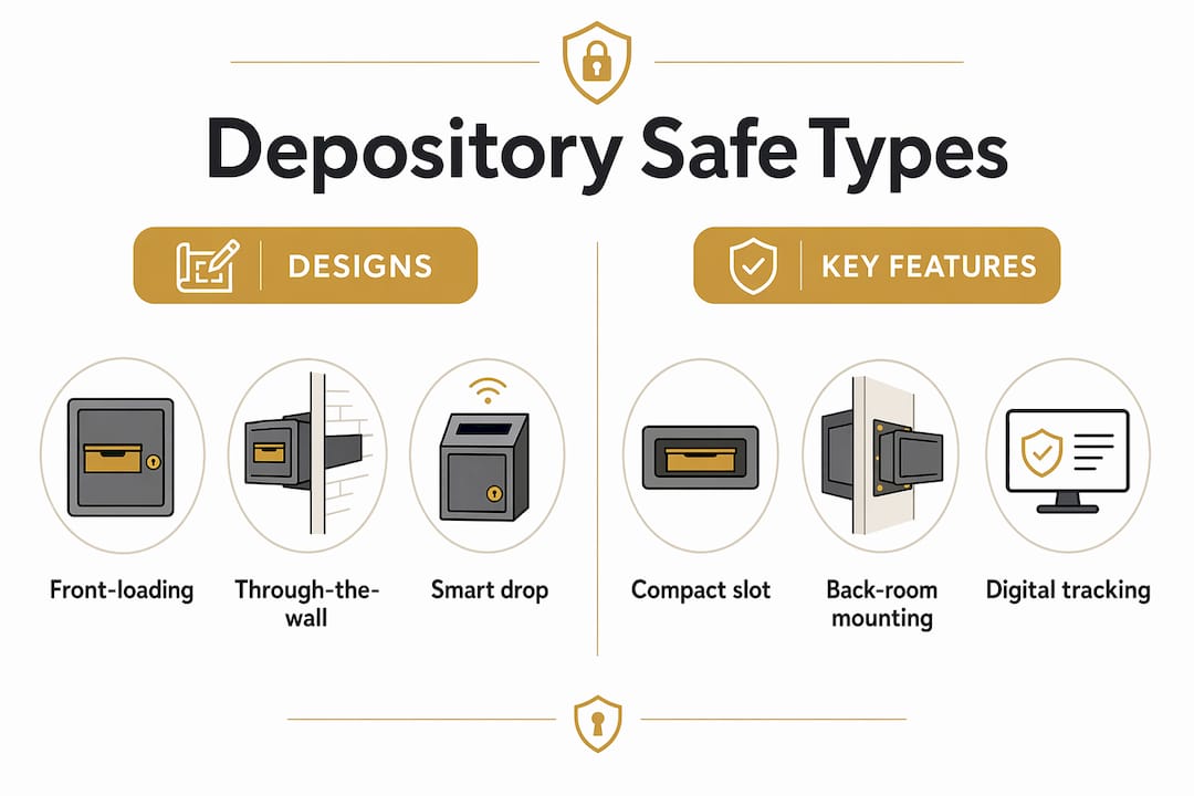 Infographic comparing types of depository safes