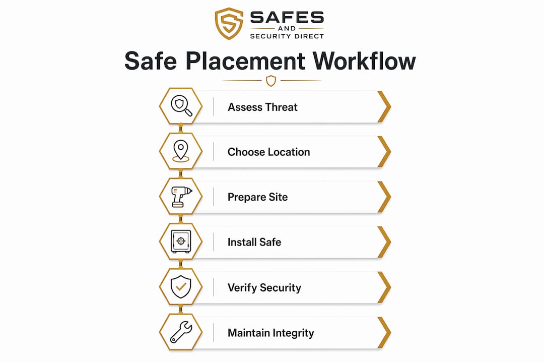 Infographic outlining safe placement workflow steps