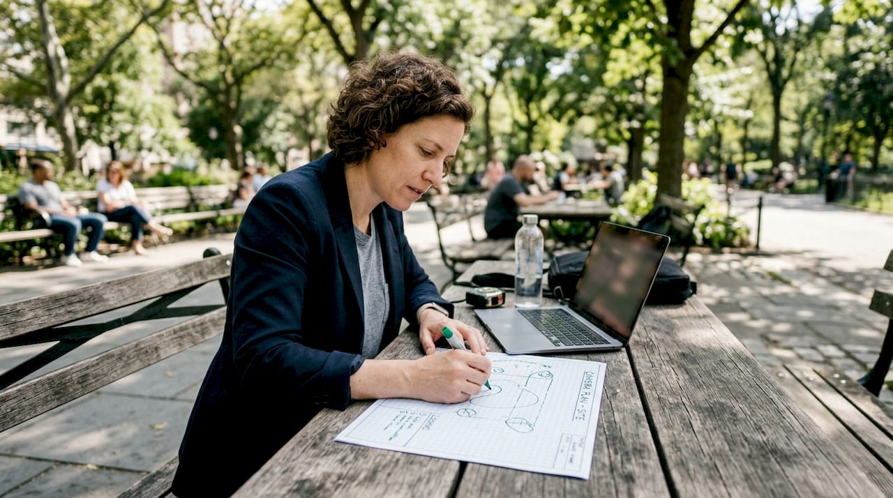Business owner sketching CCTV camera floor plan