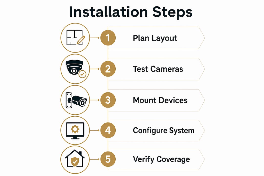 Infographic showing step-by-step CCTV installation process
