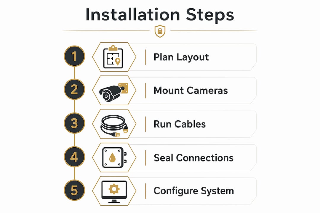 Step-by-step surveillance camera installation infographic