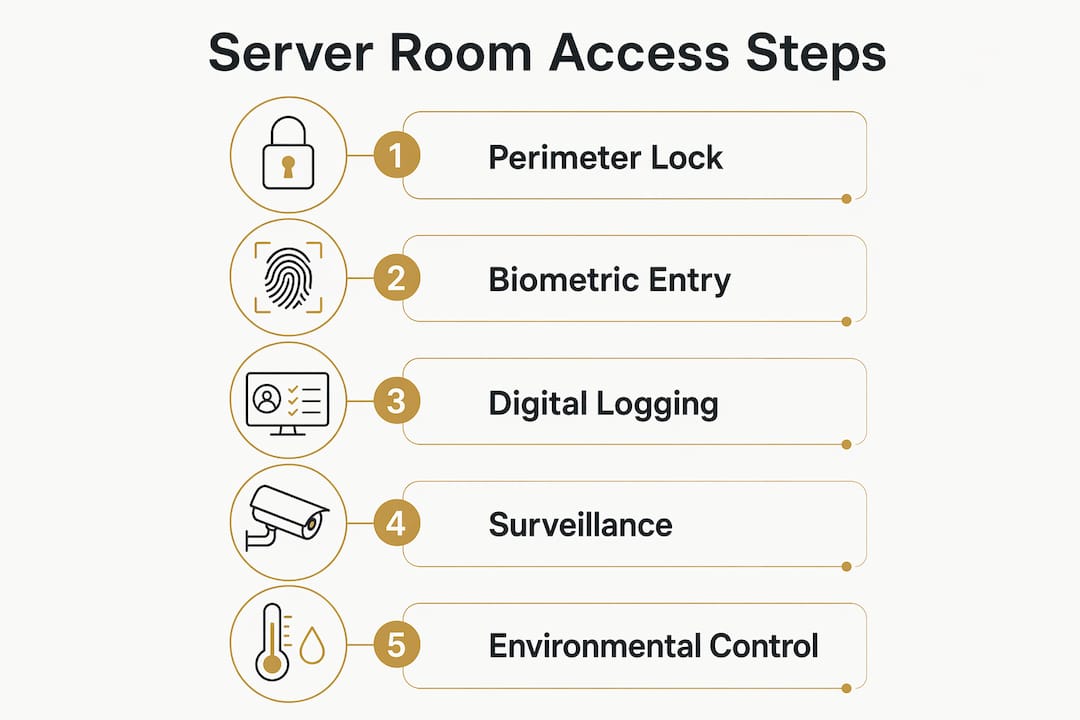 Infographic showing key server room security steps