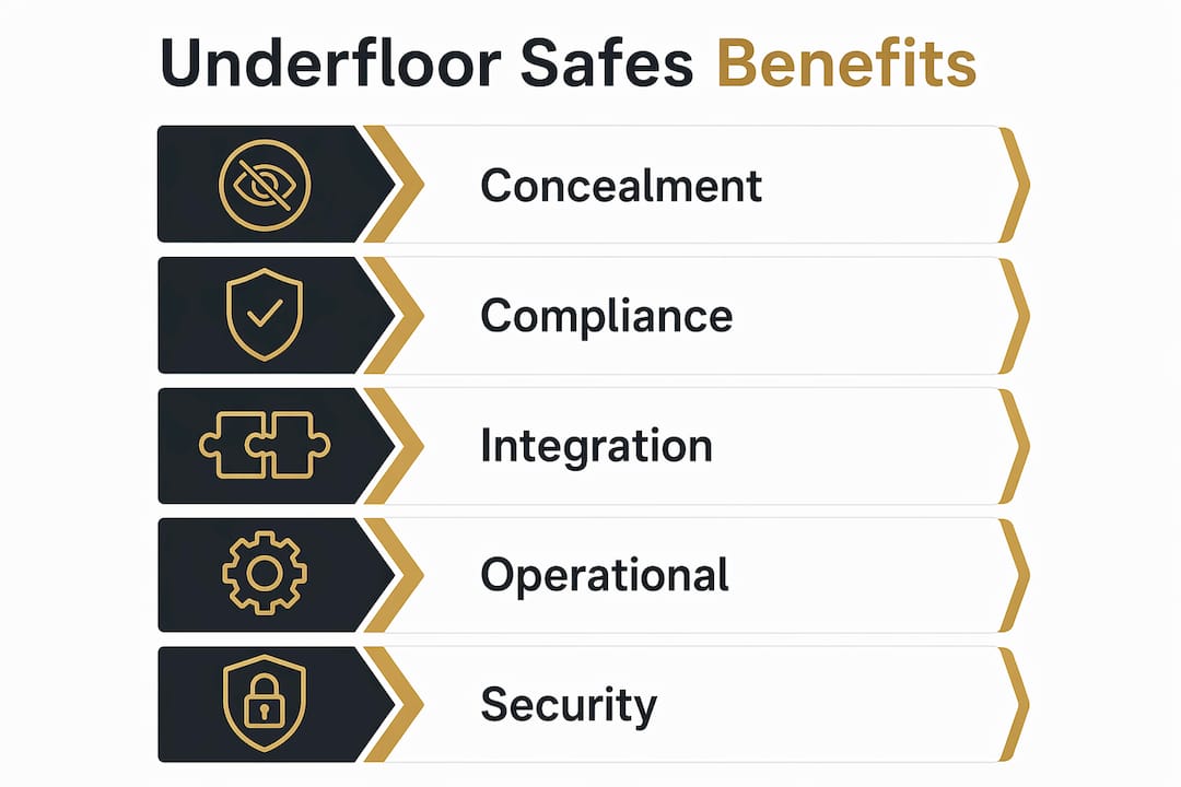 Infographic showing key benefits of underfloor safes