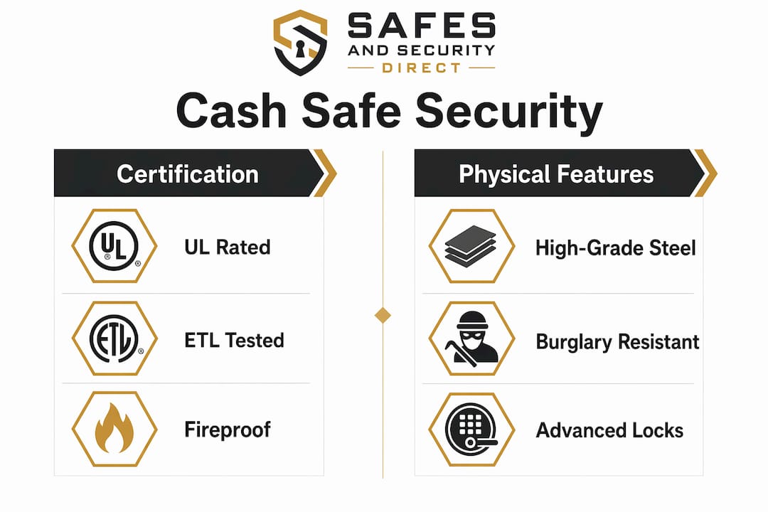 Infographic comparing certification and physical security features