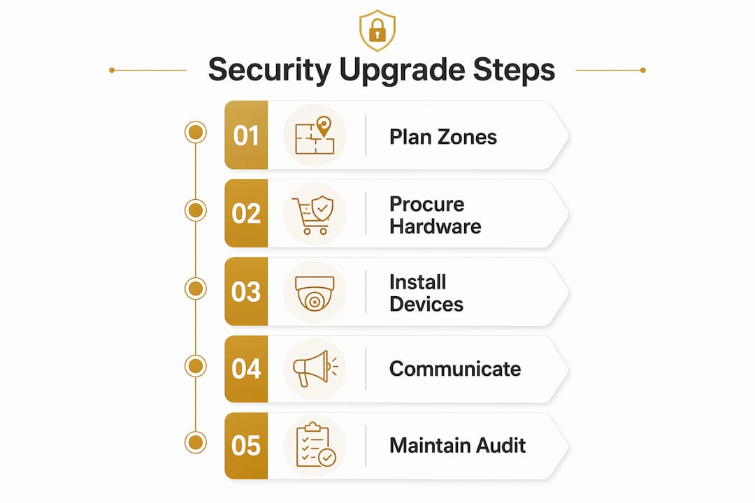 Infographic showing security upgrade process steps