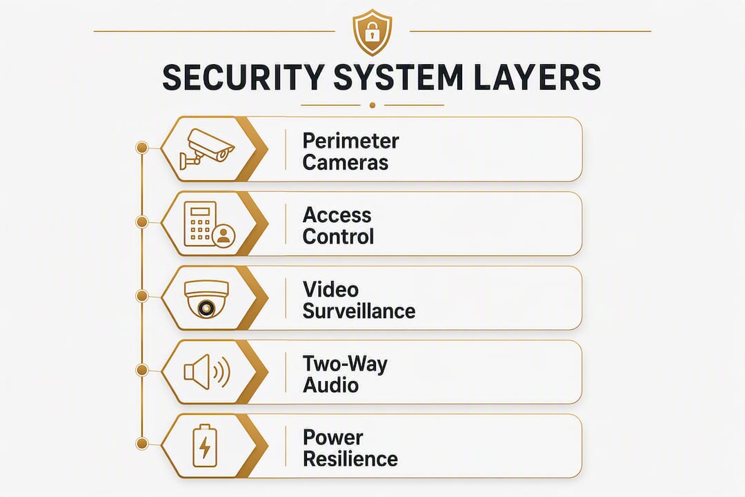 Infographic showing security system component layers
