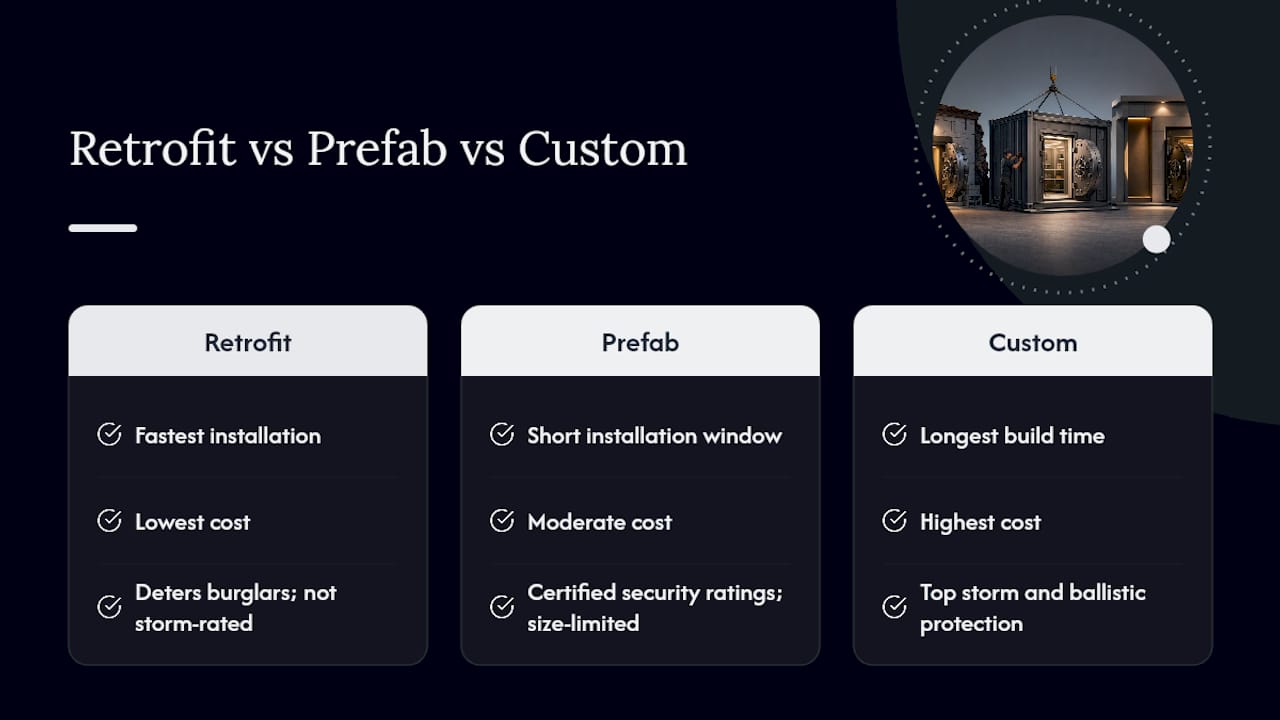 Comparison chart of vault build options