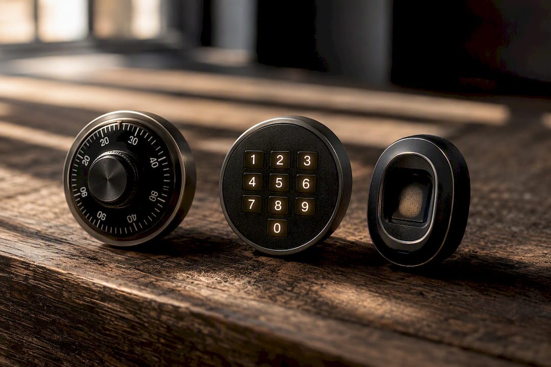 Mechanical, electronic, and biometric vault door locks
