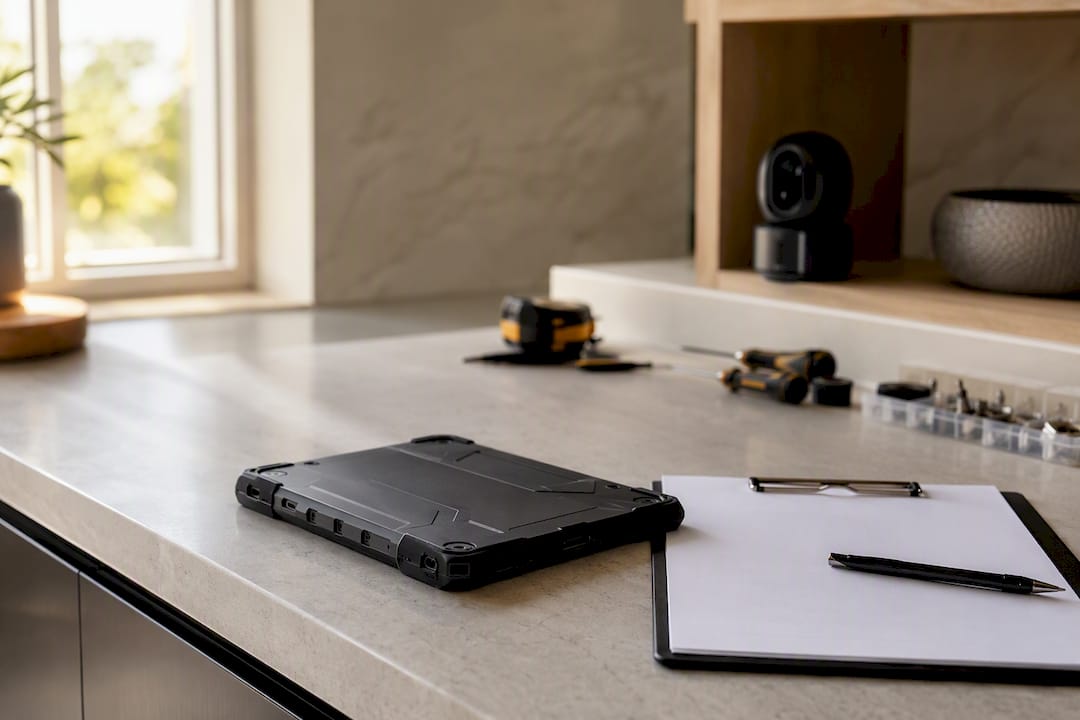 Tablet and clipboard for security inventory documentation