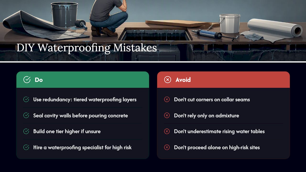 Our Take on Where DIY Waterproofing Goes Wrong — overview diagram