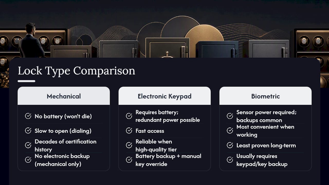 Comparison of three safe lock types