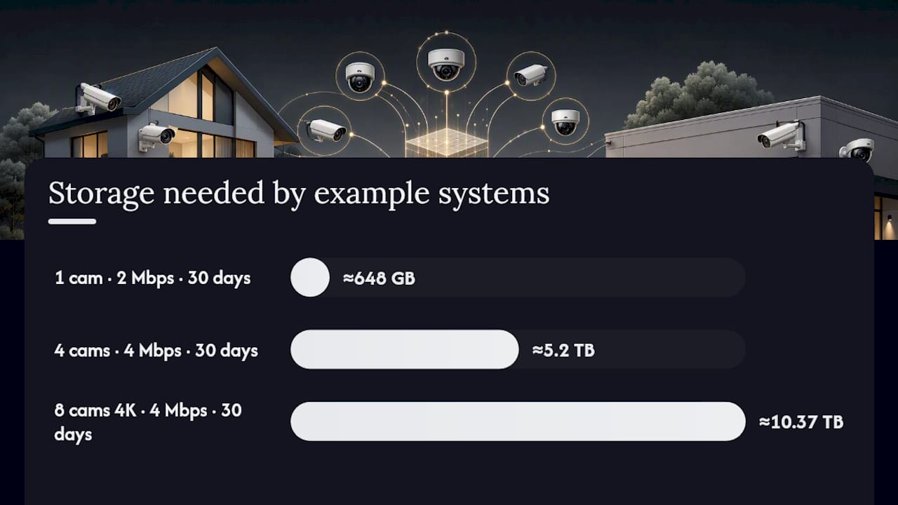 Security camera storage formula and savings factors