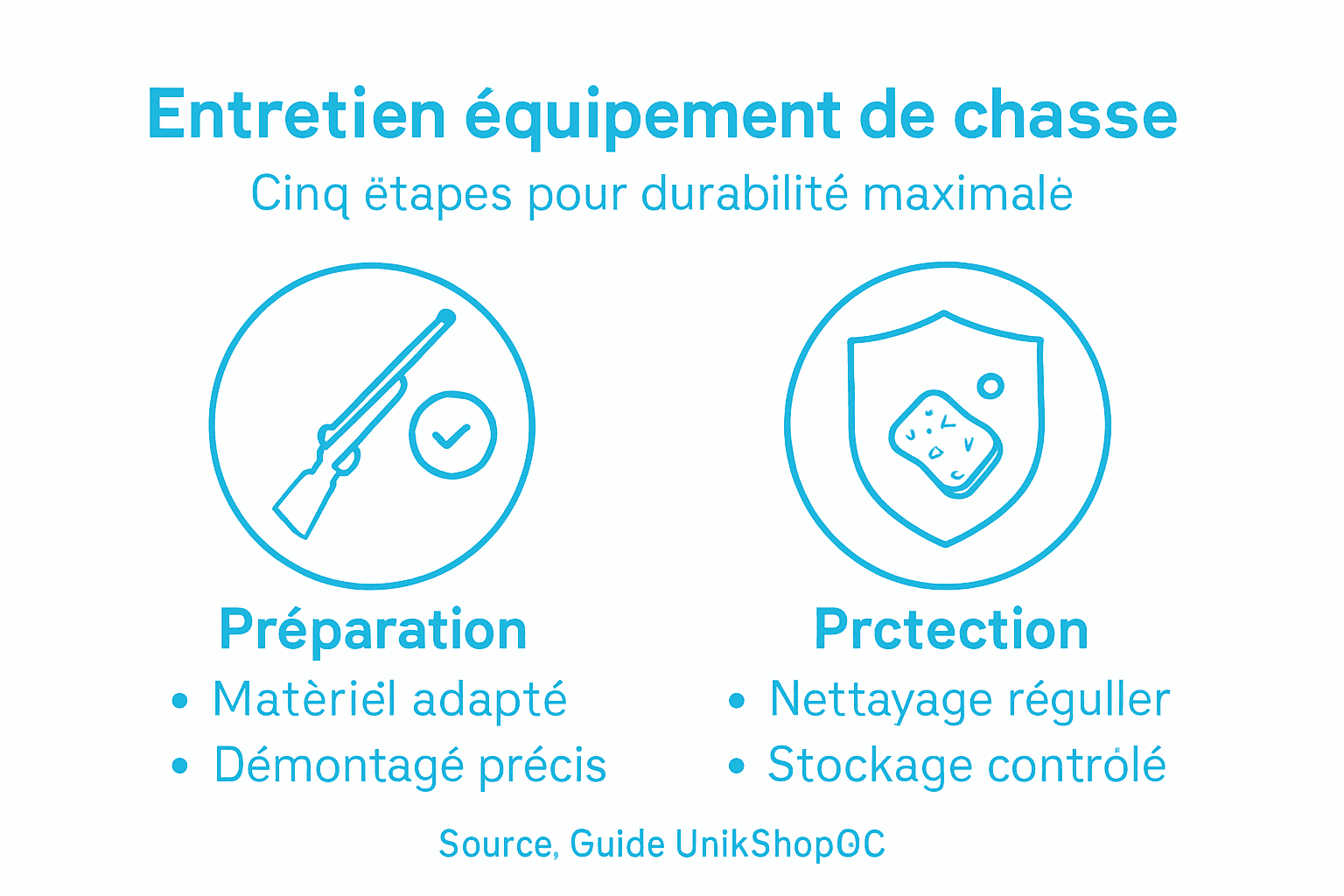 Visuel pratique pour bien entretenir son équipement de chasse