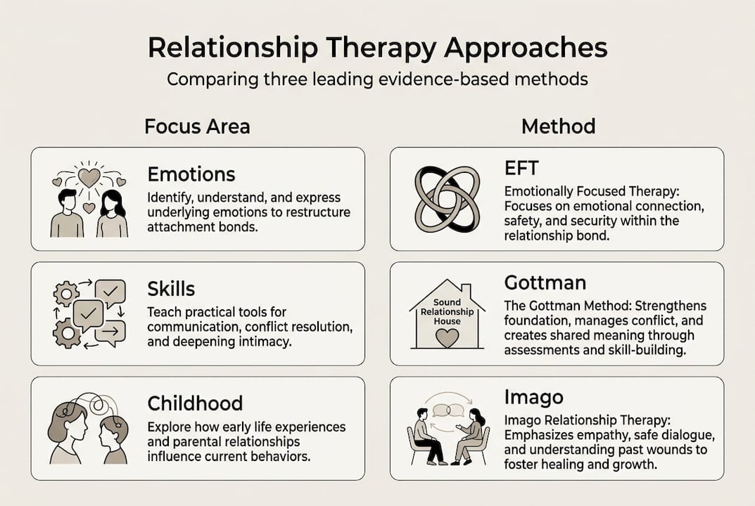 Infographic comparing therapy method focus and type