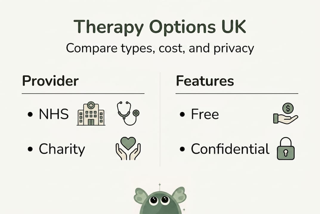 Infographic comparing UK therapy types and cost