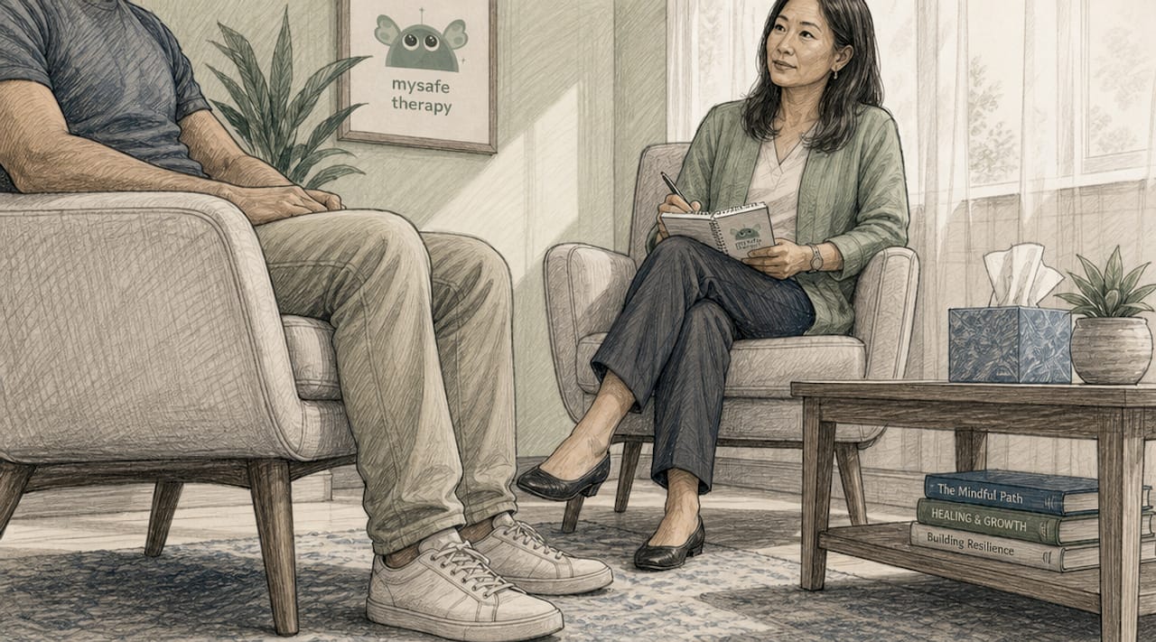 Therapist and client in consultation room
