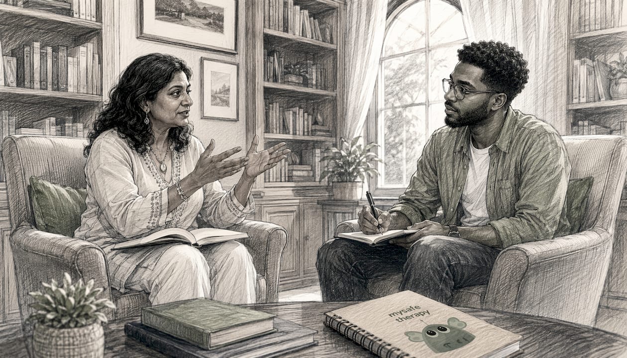 Two therapists discussing during supervision session