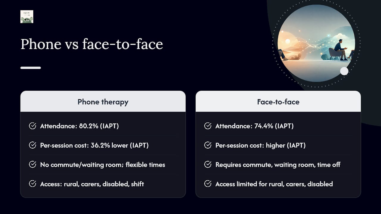 What are the practical advantages of phone therapy? — overview diagram