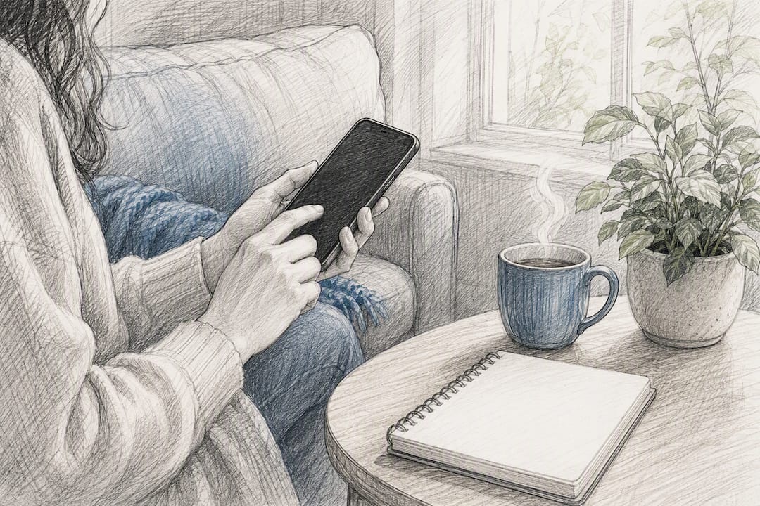 Hands typing on phone before referral form