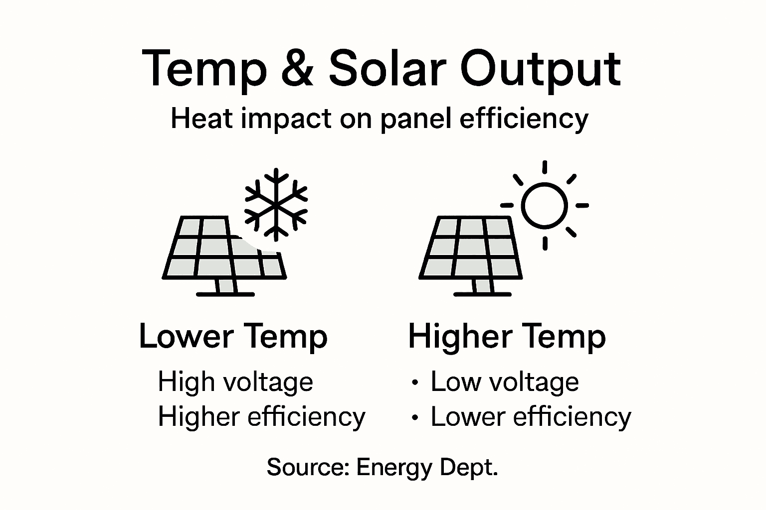 Infographic of solar efficiency vs. temperature